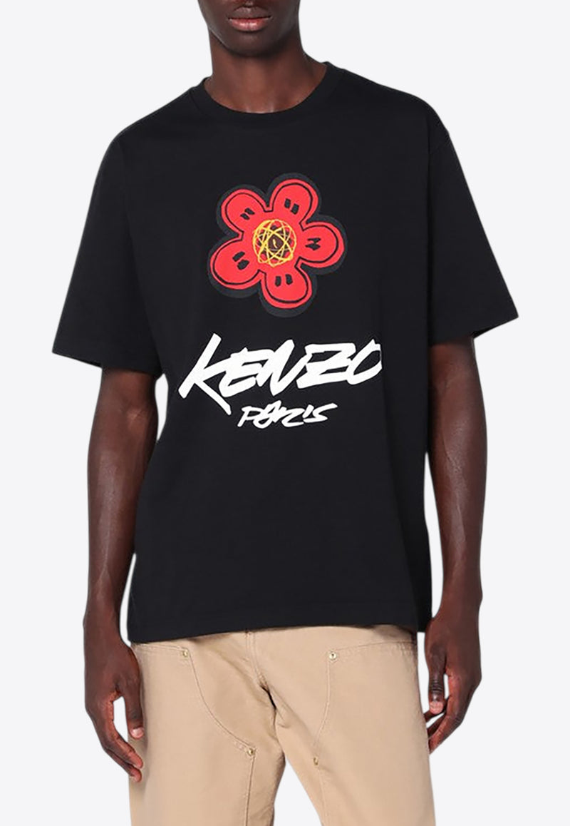 Kenzo X Futura 2000 Boke Flower Logo T-shirt Black FF65TS2654SGCO/R_KENZO-99J