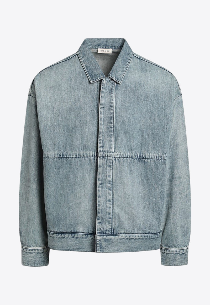 Fear Of God Faded Denim Trucker Jacket Blue FGE230-318DNM/Q_FEARG-436