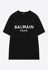 Balmain Logo Print Crewneck T-shirt Black FH1EG000BB73/R_BALMA-EAB