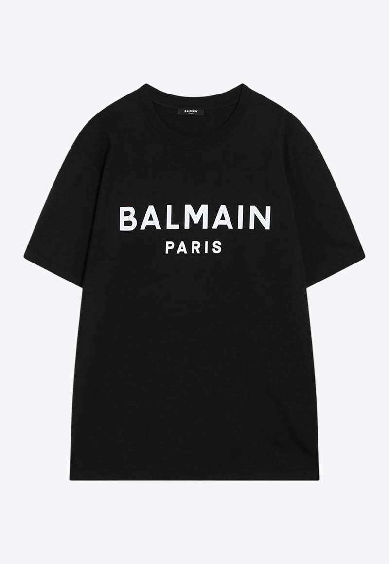 Balmain Logo Print Crewneck T-shirt Black FH1EG000BB73/R_BALMA-EAB