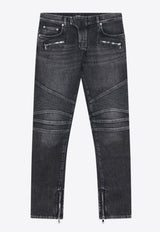 Balmain Slim Washed Biker Jeans Gray FH1MG115DF82_BALMA-9AZ