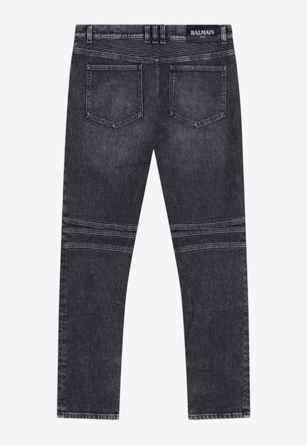 Balmain Slim Washed Biker Jeans Gray FH1MG115DF82_BALMA-9AZ