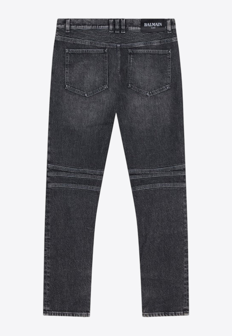 Balmain Slim Washed Biker Jeans Gray FH1MG115DF82_BALMA-9AZ