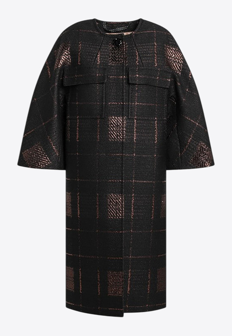 Max Mara Finale Lame Jacquard Cocoon Coat Black FINALEWO/R_MAXMA-001