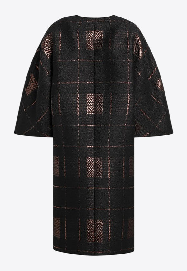 Max Mara Finale Lame Jacquard Cocoon Coat Black FINALEWO/R_MAXMA-001