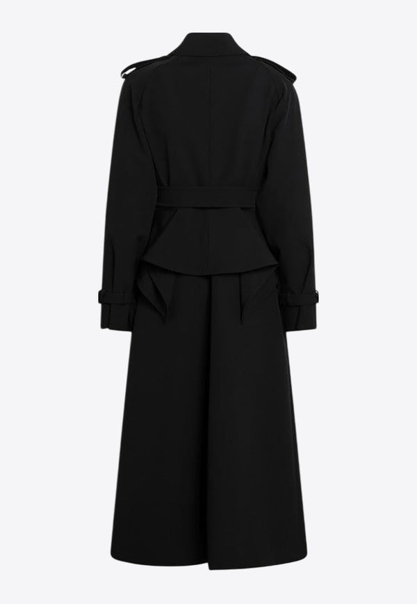 Max Mara Flavio Double-Breasted Long Trench Coat Black FLAVIOWO/R_MAXM-004