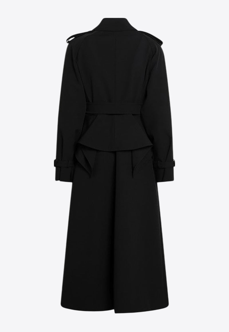 Max Mara Flavio Double-Breasted Long Trench Coat Black FLAVIOWO/R_MAXM-004