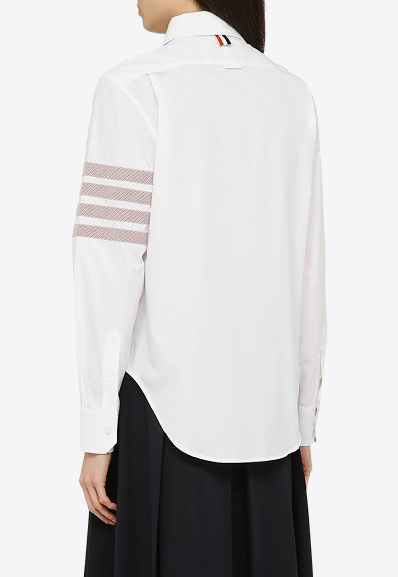 Thom Browne 4-bar Stripes Long-Sleeved Shirt White FLL162C03113/O_THOMB-100