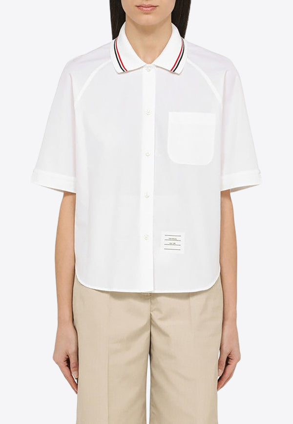 Thom Browne Name Tag Patch Buttoned Shirt White FLL166C03113/O_THOMB-100