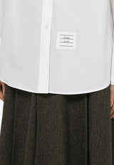 Thom Browne Long-Sleeved Logo Tag Shirt FLL169A03113/O_THOMB-100