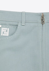 Fendi Logo-Embroidered Midi Denim Skirt FLQ585AOE7/O_FENDI-F08S8