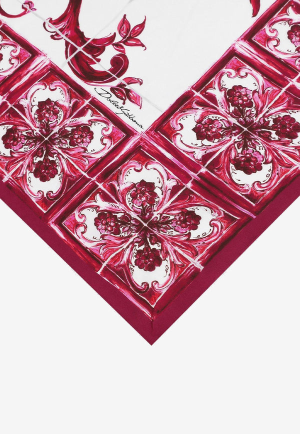 Dolce & Gabbana Majolica Print Scarf in Silk FN090R GDAOZ HE3OA Pink