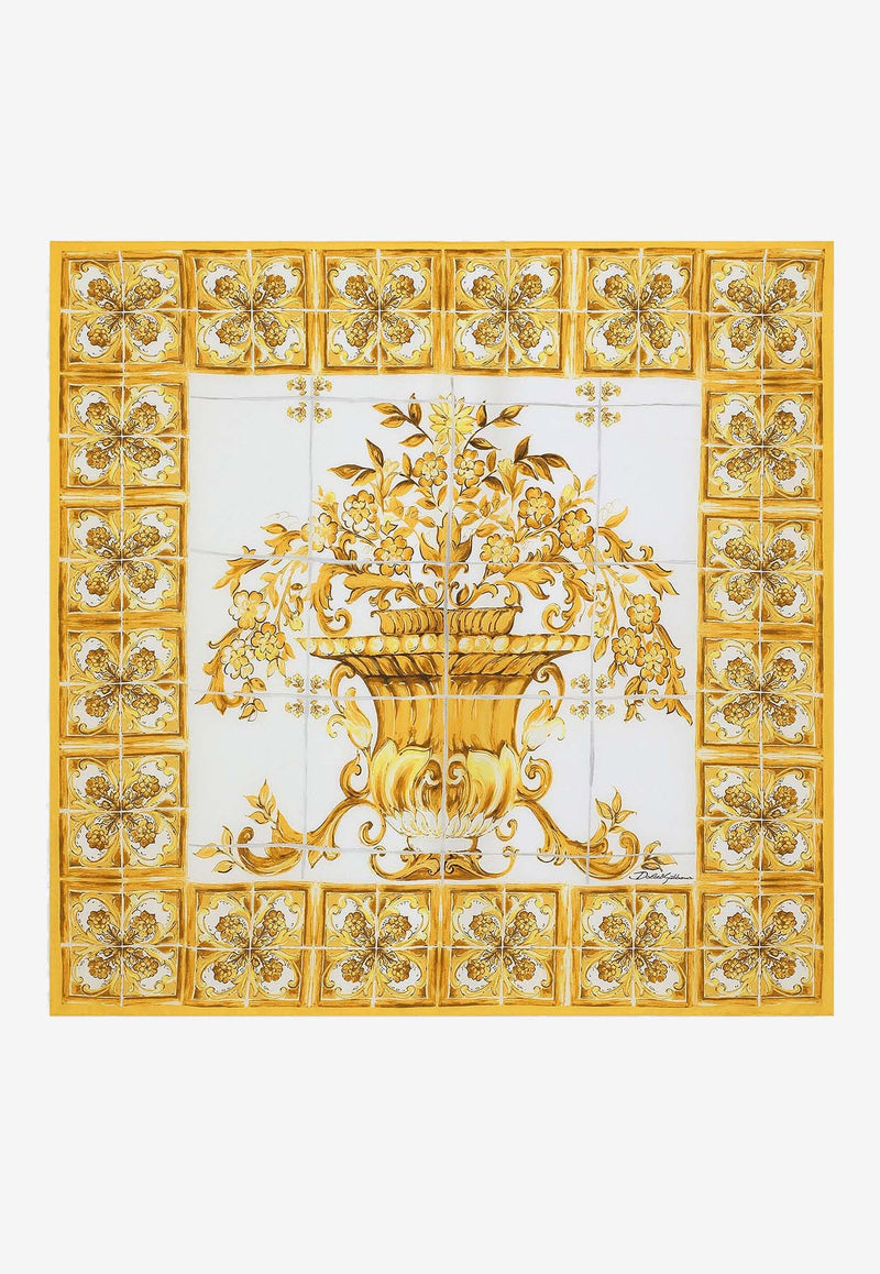 Dolce & Gabbana Majolica Print Scarf in Silk FN090R GDAOZ HG3OA Yellow