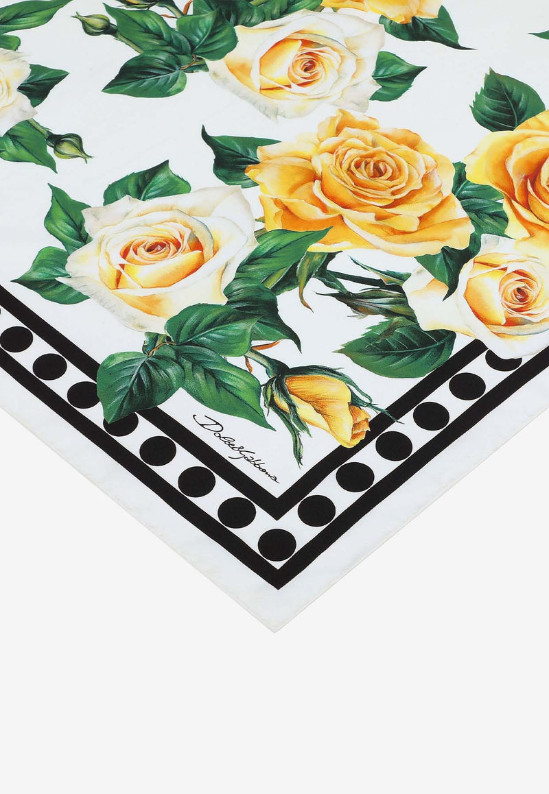 Dolce & Gabbana Rose Print Silk Scarf FN090R GDAWX HA3VO Multicolor