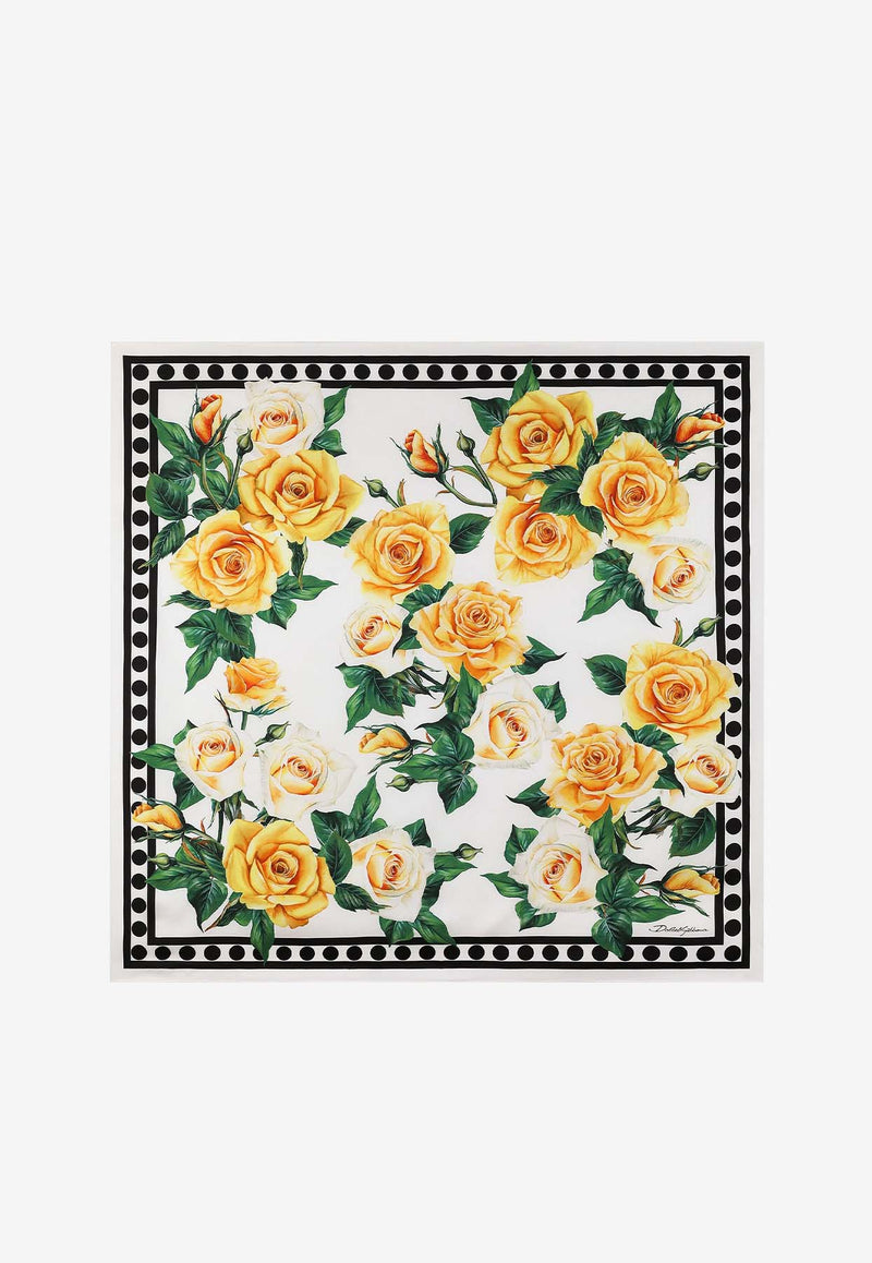 Dolce & Gabbana Rose Print Silk Scarf FN090R GDAWX HA3VO Multicolor