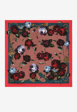 Dolce & Gabbana Vintage Rose Print Silk Scarf FN090R GDB7H HD4YI