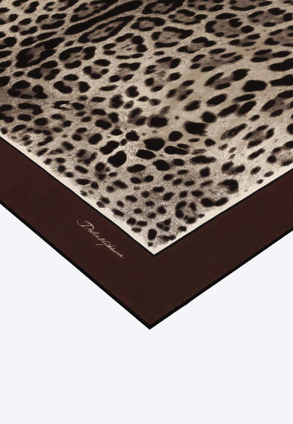 Dolce & Gabbana Leopard Print Silk Twill Scarf Brown FN090R GDBYX H613M