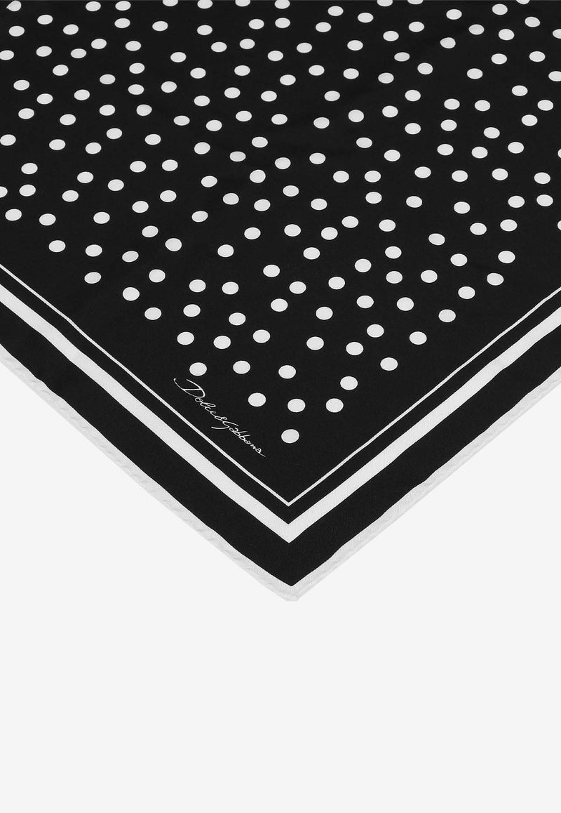 Dolce & Gabbana Polka-Dot Print Silk Scarf FN090R GDCFX HNBEW Monochrome