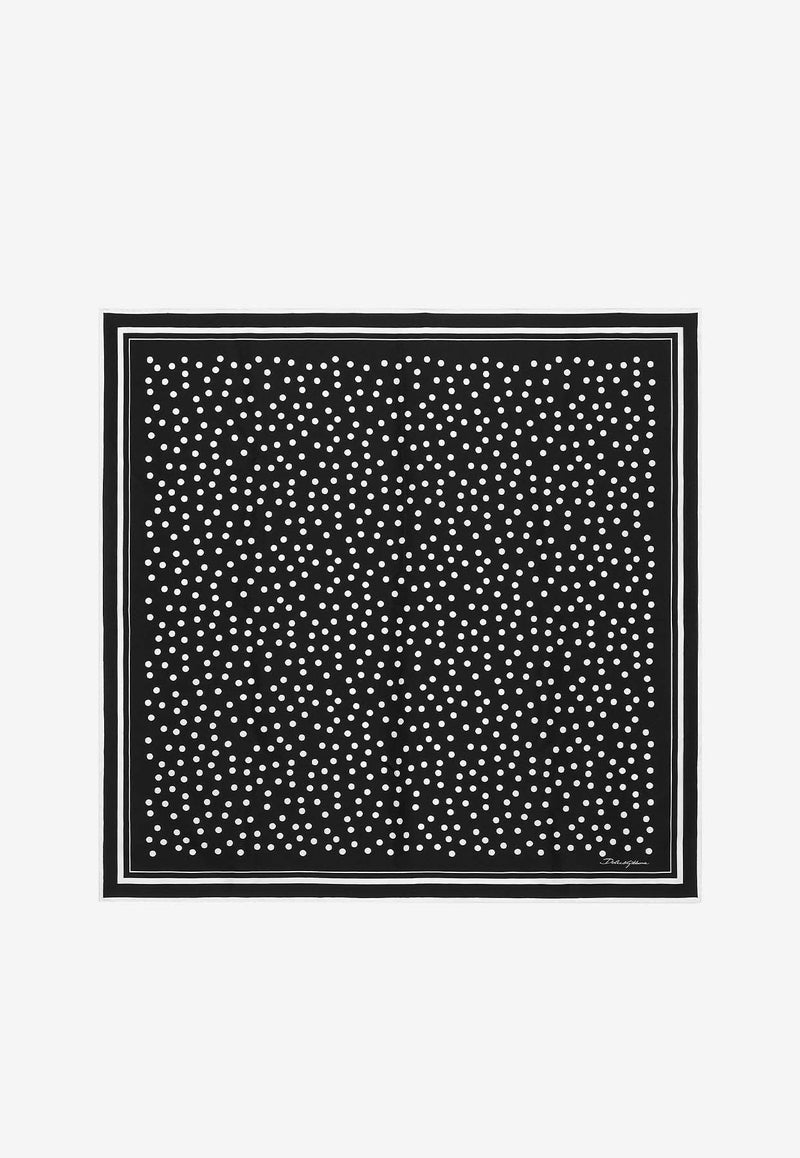 Dolce & Gabbana Polka-Dot Print Silk Scarf FN090R GDCFX HNBEW Monochrome