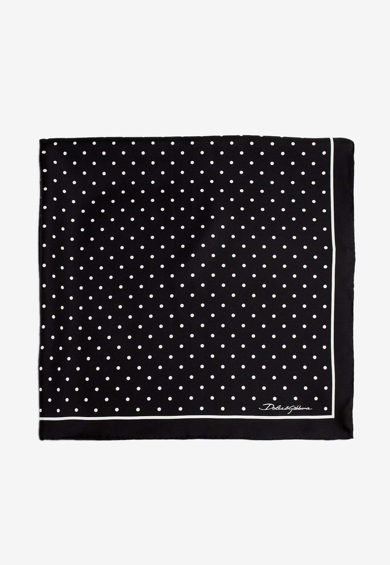 Dolce & Gabbana Polka Dot Print Scarf in Silk FN090R GDCLC HN5GD Black