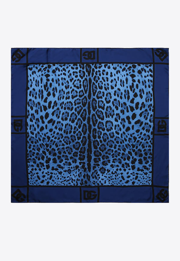 Dolce & Gabbana Leopard Print Silk Scarf Blue FN090R G0TGK HB13N