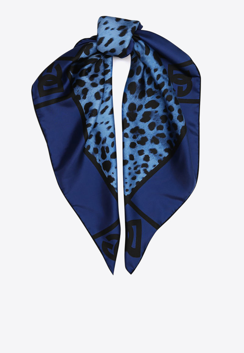 Dolce & Gabbana Leopard Print Silk Scarf Blue FN090R G0TGK HB13N