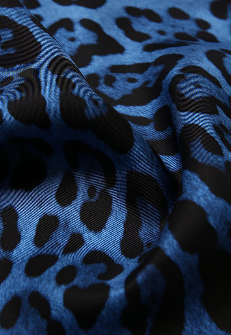 Dolce & Gabbana Leopard Print Silk Scarf Blue FN090R G0TGK HB13N