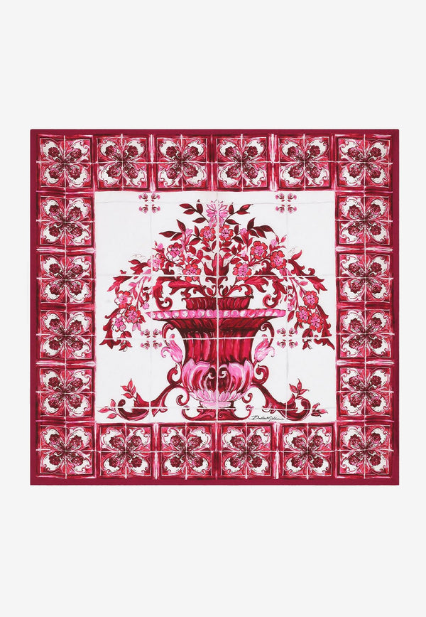 Dolce & Gabbana Majolica Print Silk Scarf FN092R GDAOY HE3OA Pink