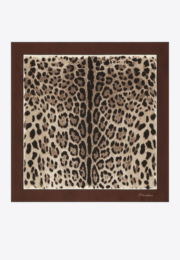 Dolce & Gabbana Leopard Print Silk Twill Scarf Brown FN092R GDBYY H613M