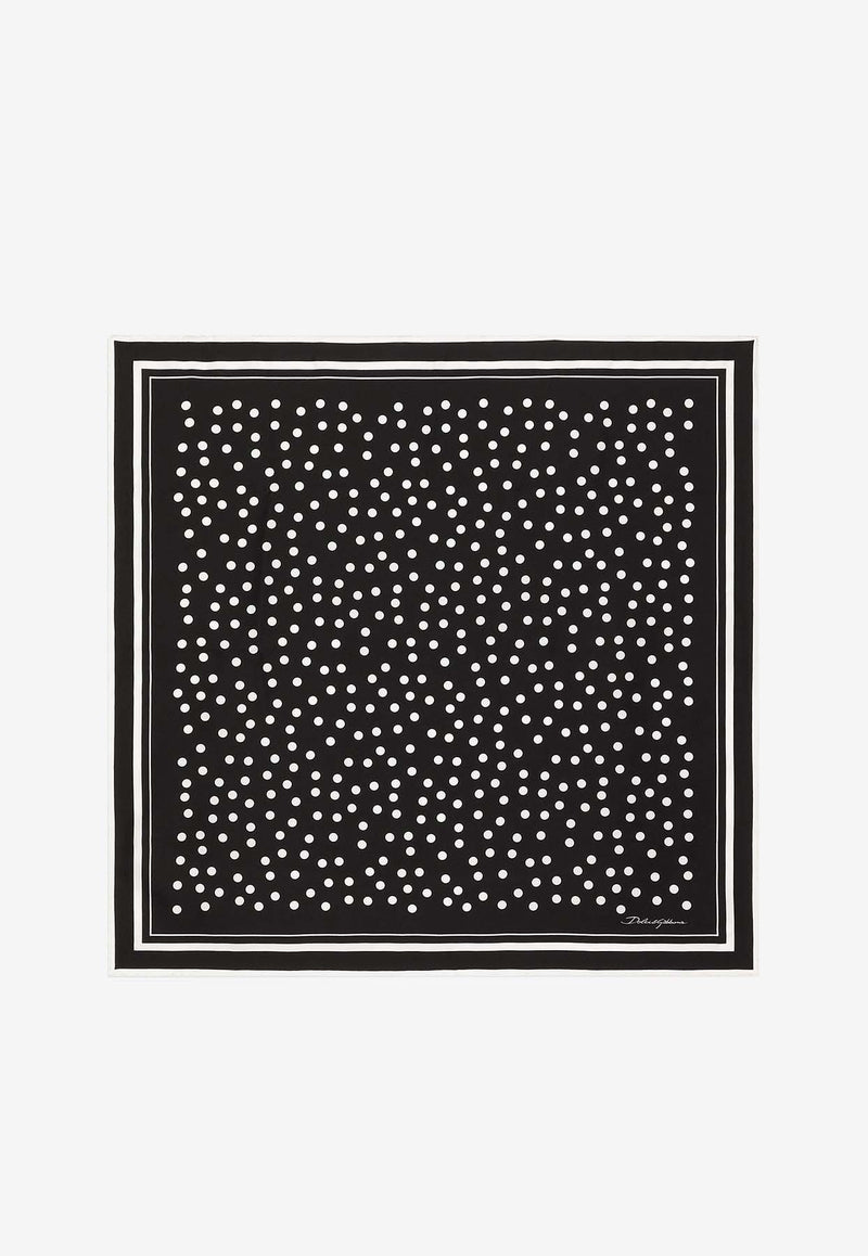 Dolce & Gabbana Polka-Dot Print Silk Scarf FN092R GDCF1 HNBEW Monochrome