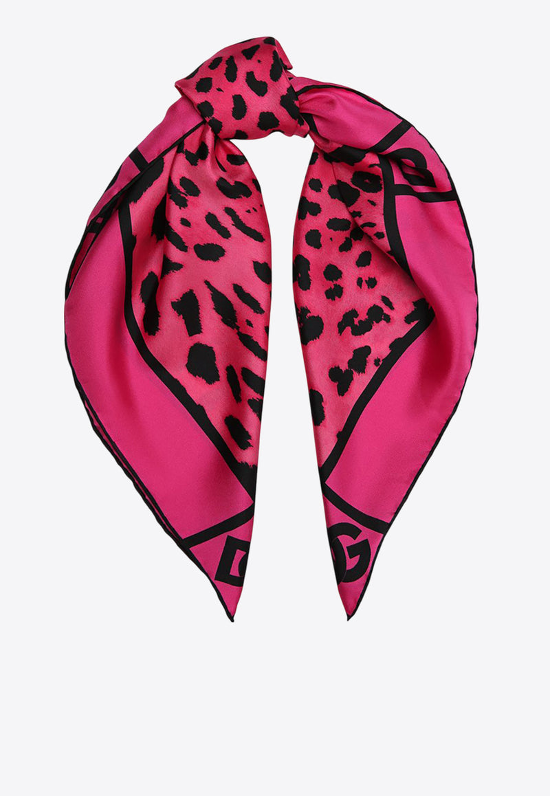 Dolce & Gabbana Leopard Print Silk Scarf Pink FN092R G0TGK HE13N