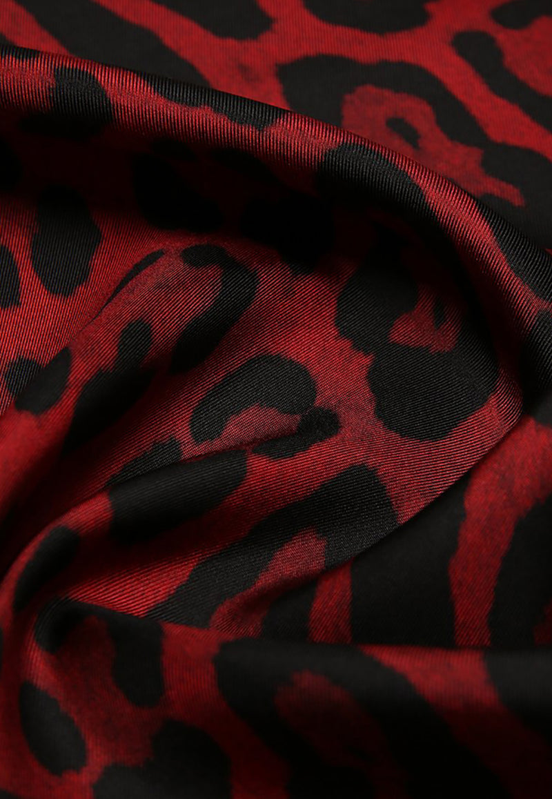 Dolce & Gabbana Leopard Print Silk Scarf Red FN092R G0TGK HR13N
