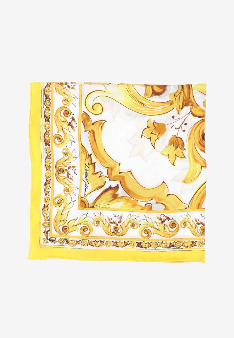 Dolce & Gabbana Majolica Print Small Silk Scarf FN093R GDAOY HG3OO Yellow