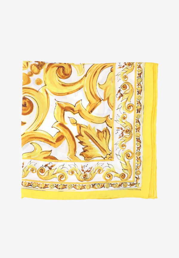 Dolce & Gabbana Majolica Print Small Silk Scarf FN093R GDAOY HG3OO Yellow