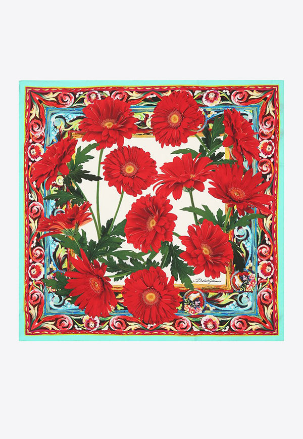 Dolce & Gabbana Floral Print Silk Scarf Red FN093R G0TFY HA75D