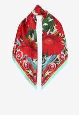 Dolce & Gabbana Floral Print Silk Scarf Red FN093R G0TFY HA75D