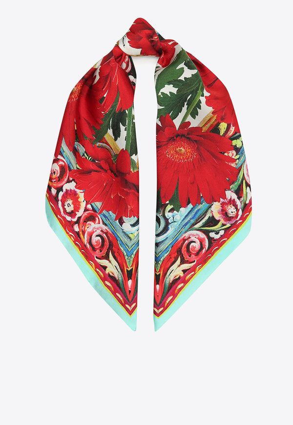 Dolce & Gabbana Floral Print Silk Scarf Red FN093R G0TFY HA75D