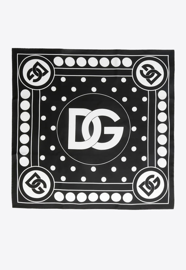 Dolce & Gabbana DG Logo Silk Scarf Black FN093R G0TGA HNSRA