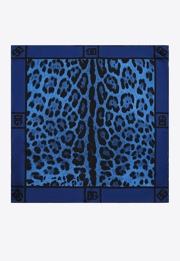 Dolce & Gabbana Leopard Print Silk Scarf Blue FN093R G0TGK HB13N