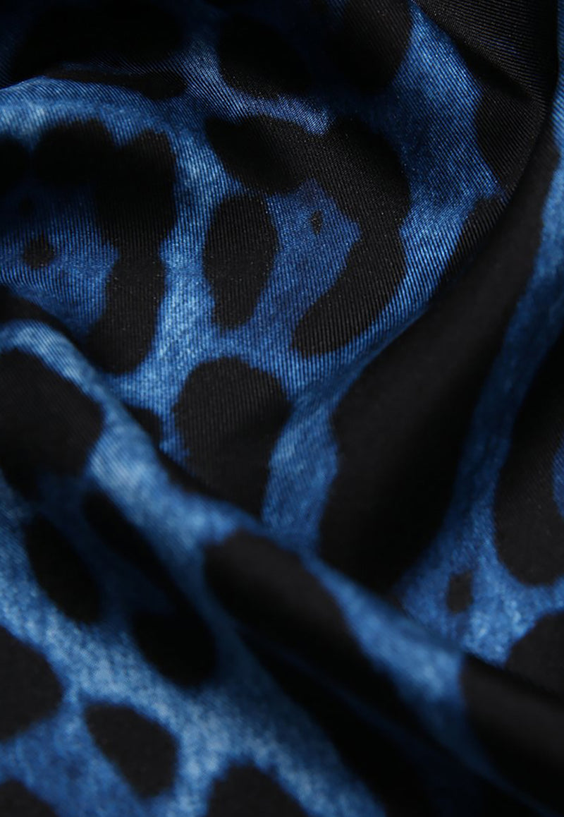 Dolce & Gabbana Leopard Print Silk Scarf Blue FN093R G0TGK HB13N