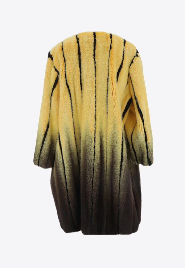 Fendi Mink Striped Coat Yellow FNF727_000_F0ZS5