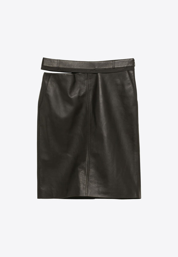 Fendi Leather Pencil Skirt with Cut-Out Black FPD774AQ31/N_FENDI-F0GME