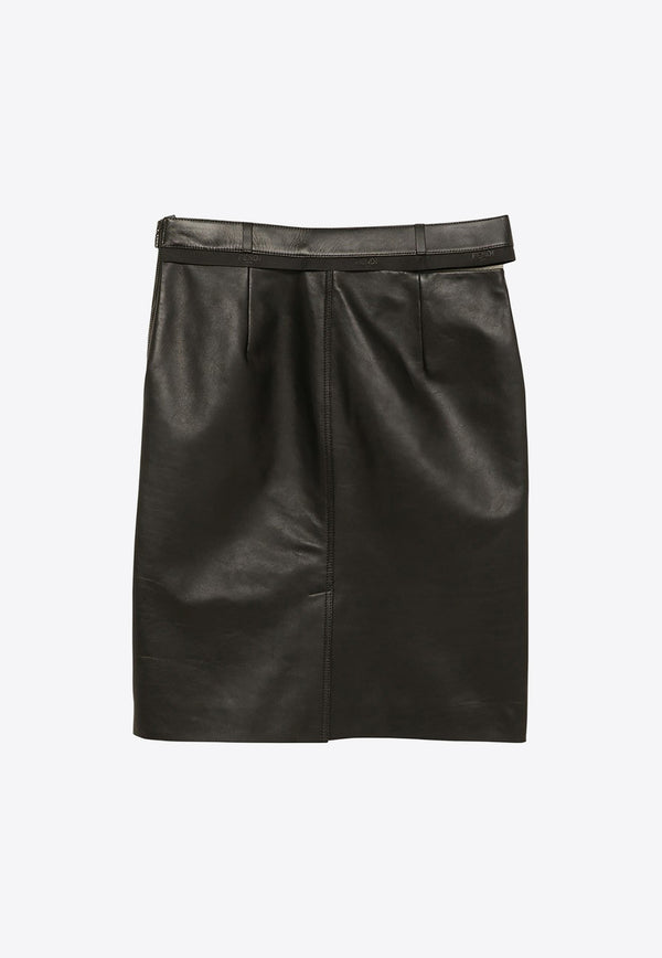 Fendi Leather Pencil Skirt with Cut-Out Black FPD774AQ31/N_FENDI-F0GME