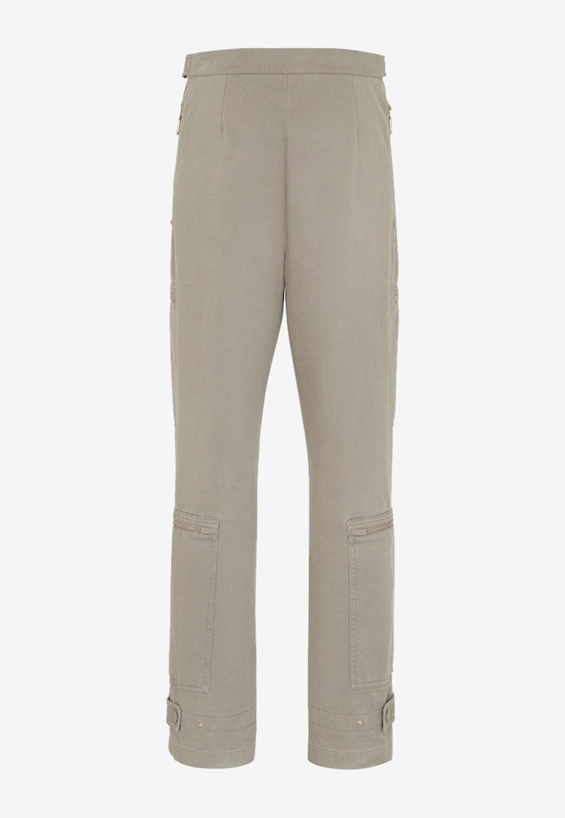 Fendi Straight-Leg Pants with Zipped Pockets Beige FR6415AM34F1J7B_80211