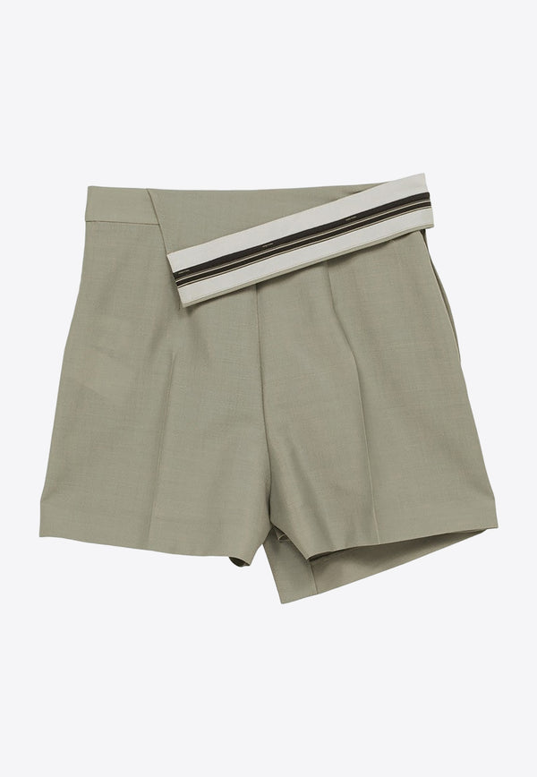 Fendi High-Waist Asymmetric Mini Shorts Gray FR6543S9A/O_FENDI-F0BN8