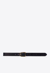BLACK SUEDE STUDIO Frame D-Shaped Buckled Leather Belt Black FRAME_BLACK