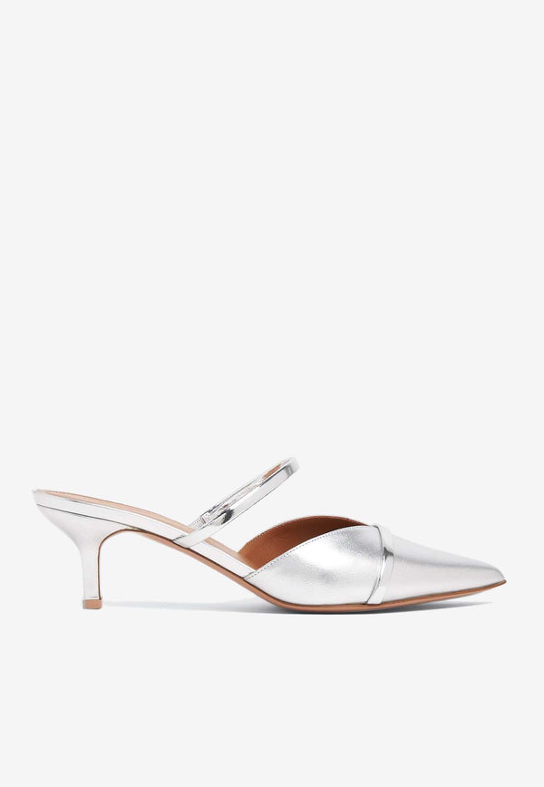 Malone Souliers Frankie 45 Mules in Metallic Leather FRANKIE 45-2 SILVER