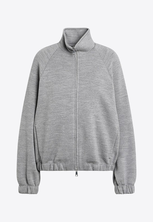 Max Mara Frine Wool-Blend Zip-Up Sweatshirt Gray FRINEWO/R_MAXM-002