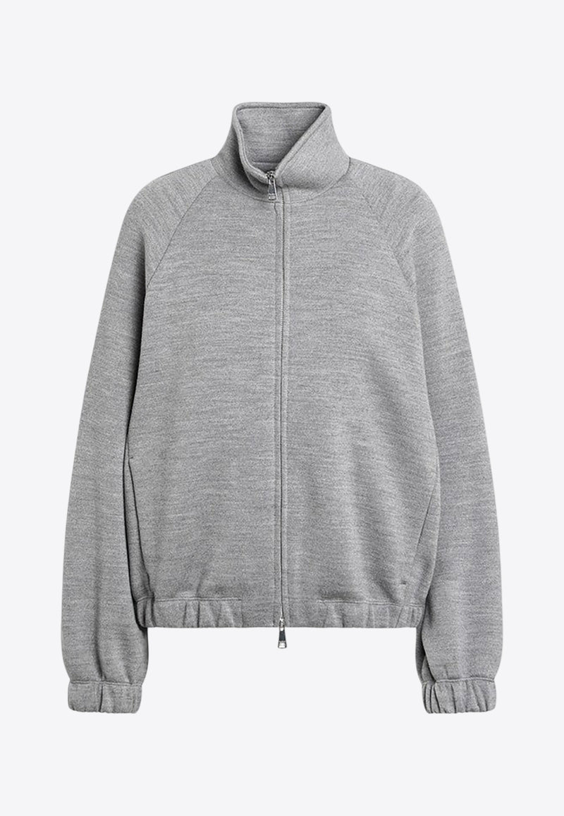 Max Mara Frine Wool-Blend Zip-Up Sweatshirt Gray FRINEWO/R_MAXM-002