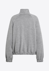 Max Mara Frine Wool-Blend Zip-Up Sweatshirt Gray FRINEWO/R_MAXM-002